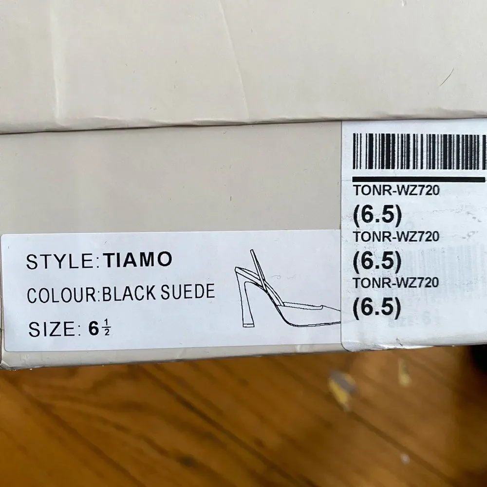 Tony Bianco Tiamo shoes black suede high heels sling back Revolve 6.5 - Picture 10 of 14